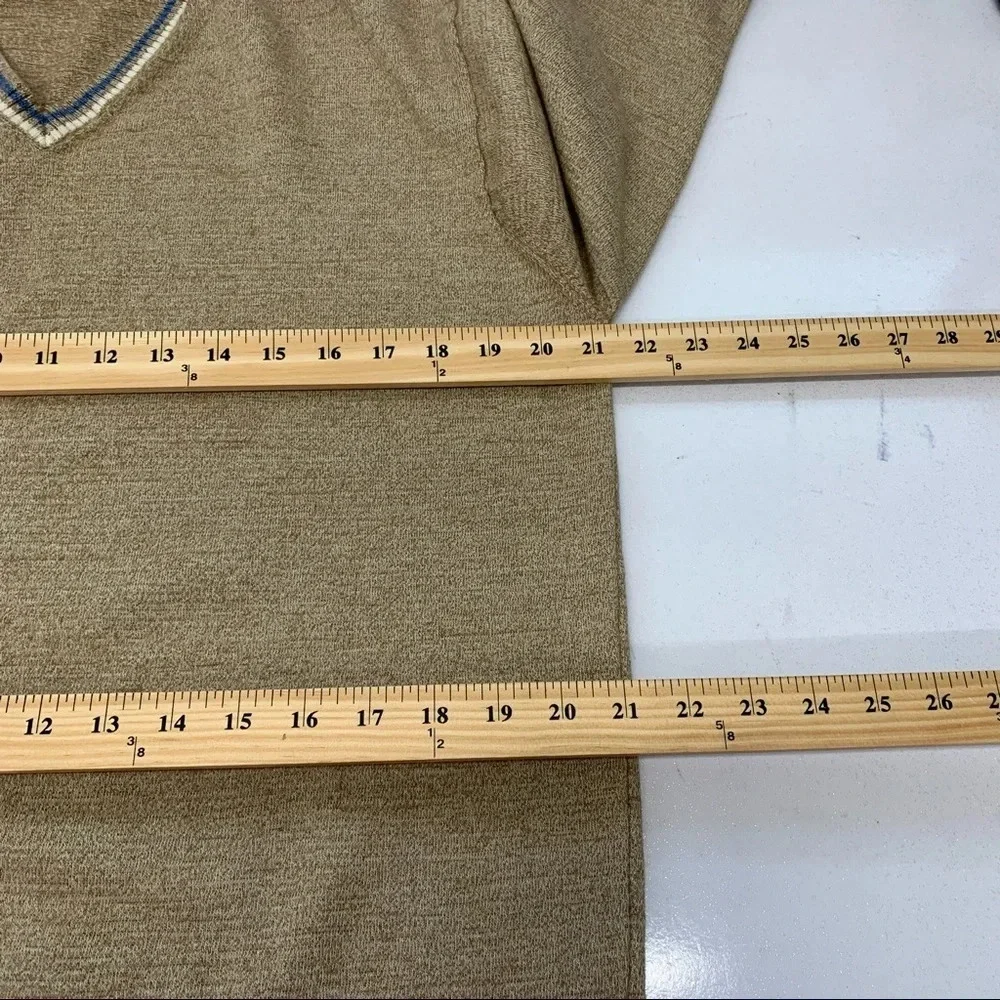 J Crew  Sweater Men XL Merino Wool Cotton V‎ Neck Long Sleeve  Neutral Tan Work
